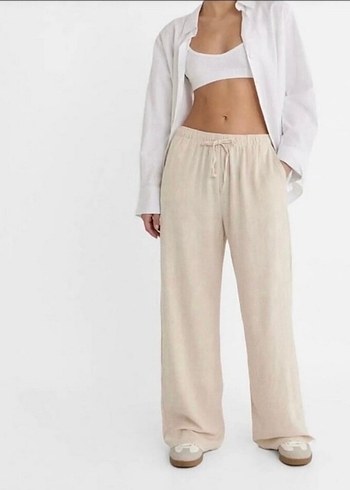 Stradivarius bej krem keten pantolon