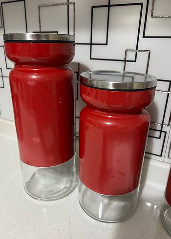 Kırmızı Kapaklı 3'lü Saklama Kavanozu Seti - Görsel 3