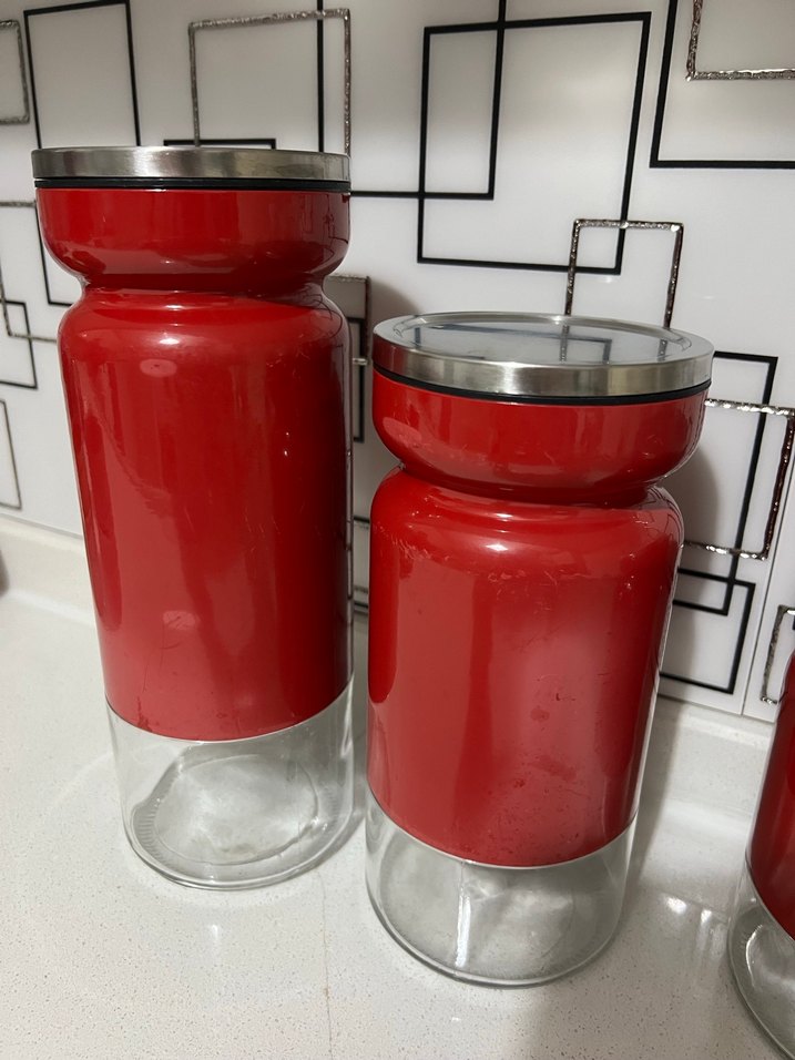 Kırmızı Kapaklı 3'lü Saklama Kavanozu Seti - Görsel 3