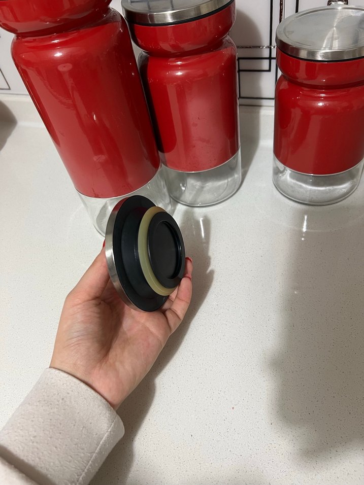 Kırmızı Kapaklı 3'lü Saklama Kavanozu Seti - Görsel 5