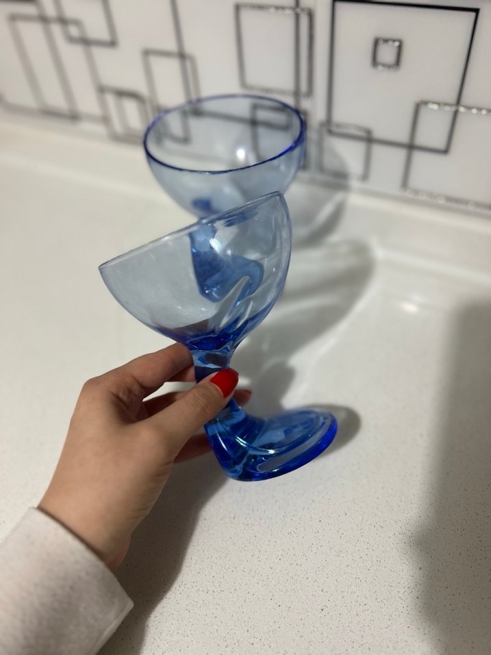 Koyu Mavi Cam Kase - Görsel 3