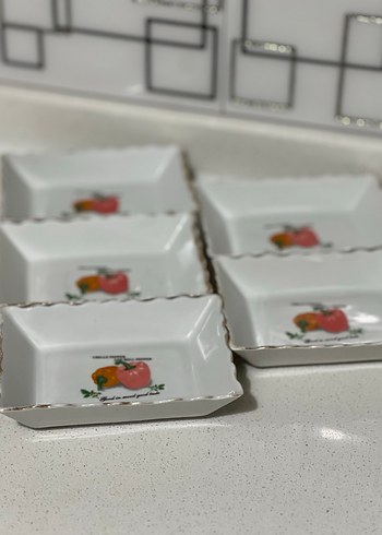 Desenli Beyaz Porselen Tabak Seti - Görsel 2