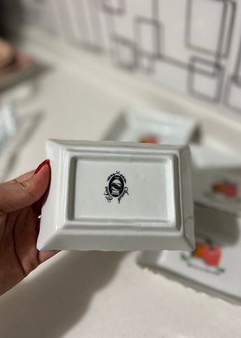 Desenli Beyaz Porselen Tabak Seti - Görsel 4