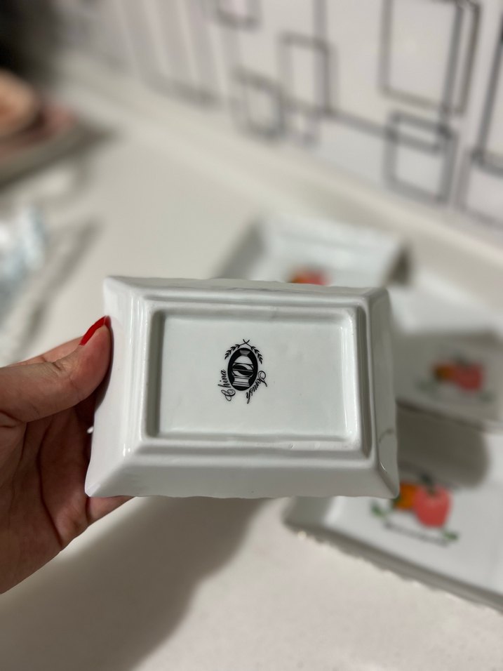 Desenli Beyaz Porselen Tabak Seti - Görsel 4