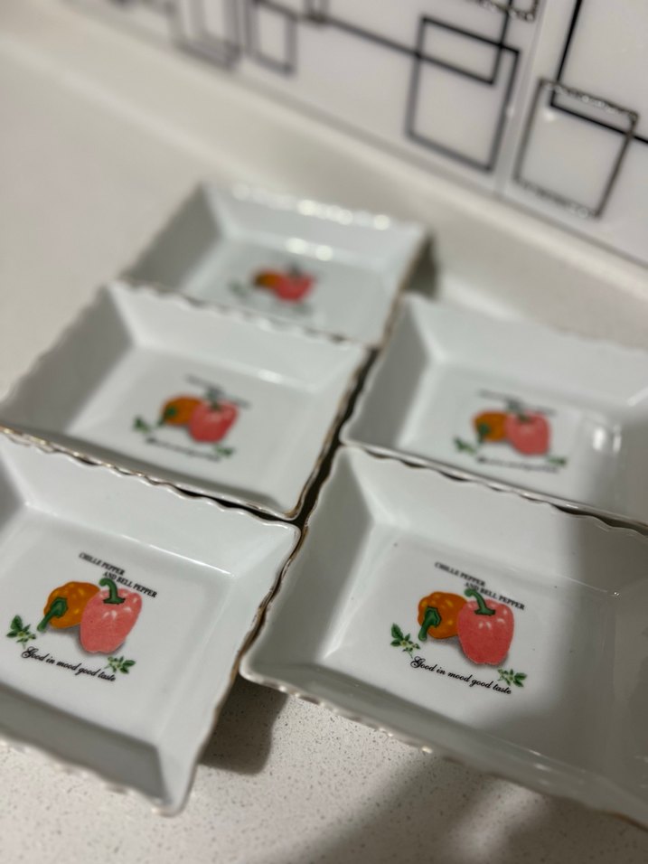 Desenli Beyaz Porselen Tabak Seti - Görsel 3