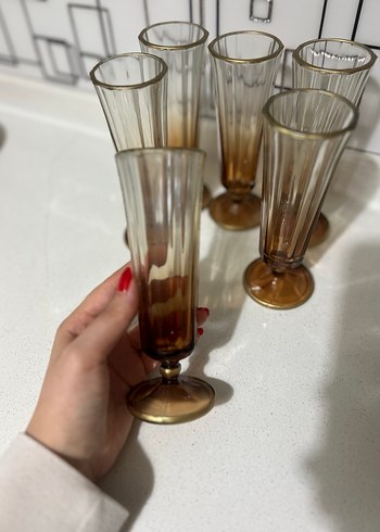 Bej Renkli Uzun Ayaklı Bardak Seti - Görsel 4