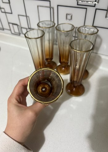 Bej Renkli Uzun Ayaklı Bardak Seti - Görsel 3