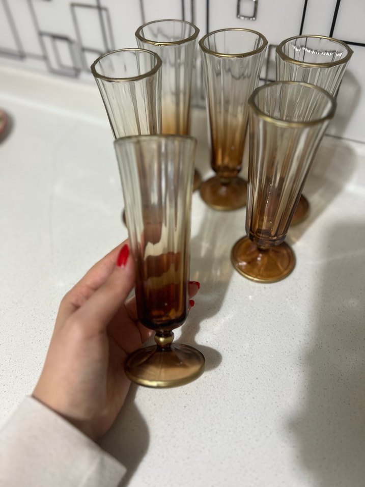 Bej Renkli Uzun Ayaklı Bardak Seti - Görsel 4