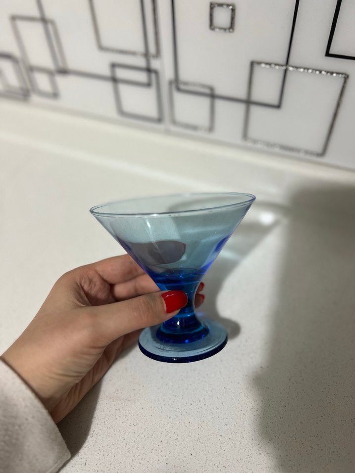 Koyu Mavi Cam Kadeh - Görsel 3