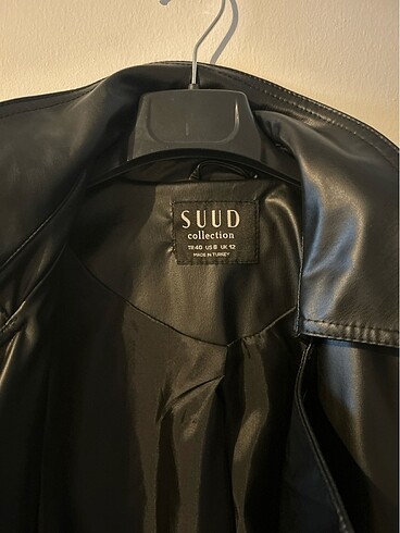 Suud Collection Suni deri uzun trenckot