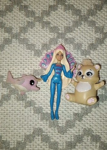 Barbie Pastel Mavi Bebek ve Hayvan Figürleri