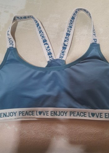 Mavi Baskılı Mini Street Wear Spor Sütyeni - Görsel 2