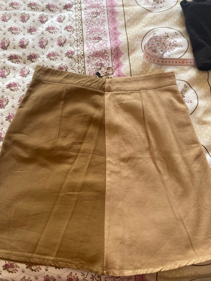 Bej Midi Hamile Etek Fermuarlı - Görsel 3