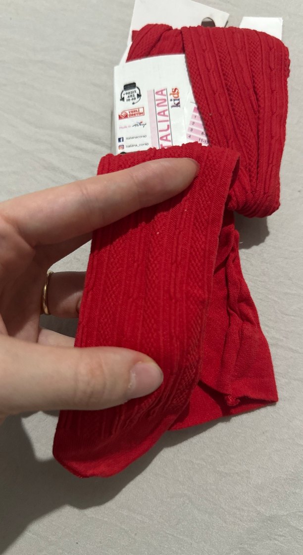 Kız Çocuk Kırmızı Desenli Külotlu Çorap - Görsel 2