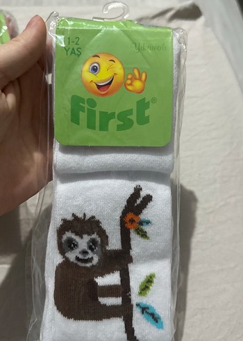 Beyaz Kız Çocuk Desenli Çorap 0-1 Yaş - Görsel 5