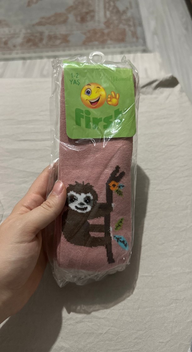 Beyaz Kız Çocuk Desenli Çorap 0-1 Yaş - Görsel 3