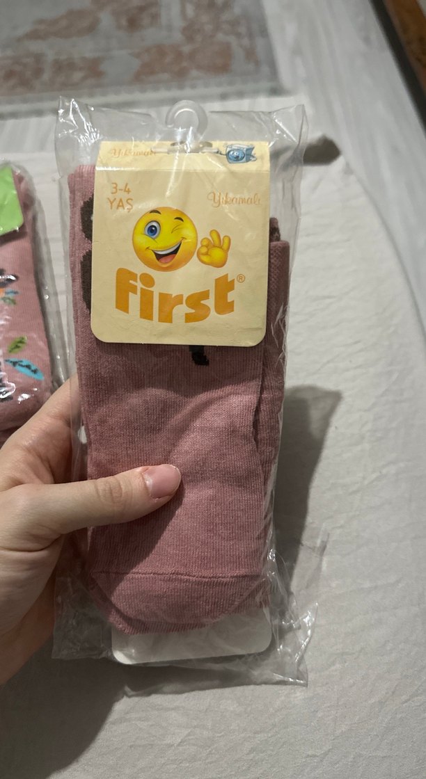 Beyaz Kız Çocuk Desenli Çorap 0-1 Yaş - Görsel 4