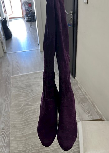 Zara Mor Süet Dizüstü Stiletto Topuklu Bot