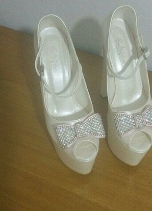 36 Beden beyaz Renk GELİN AYAKKABISI 18 CM TOPUKLU PLATFORM 