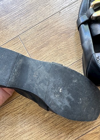 Kadın Siyah Tokalı Blok Topuklu deri Loafer - Görsel 7