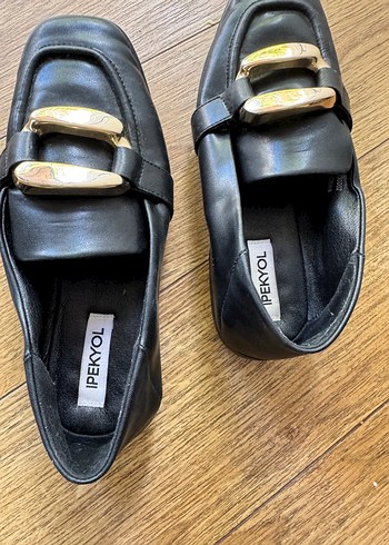 Kadın Siyah Tokalı Blok Topuklu deri Loafer - Görsel 6