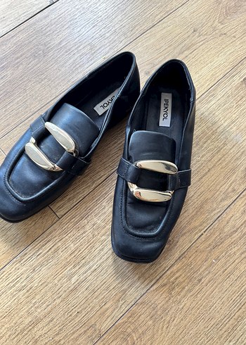 Kadın Siyah Tokalı Blok Topuklu deri Loafer - Görsel 3