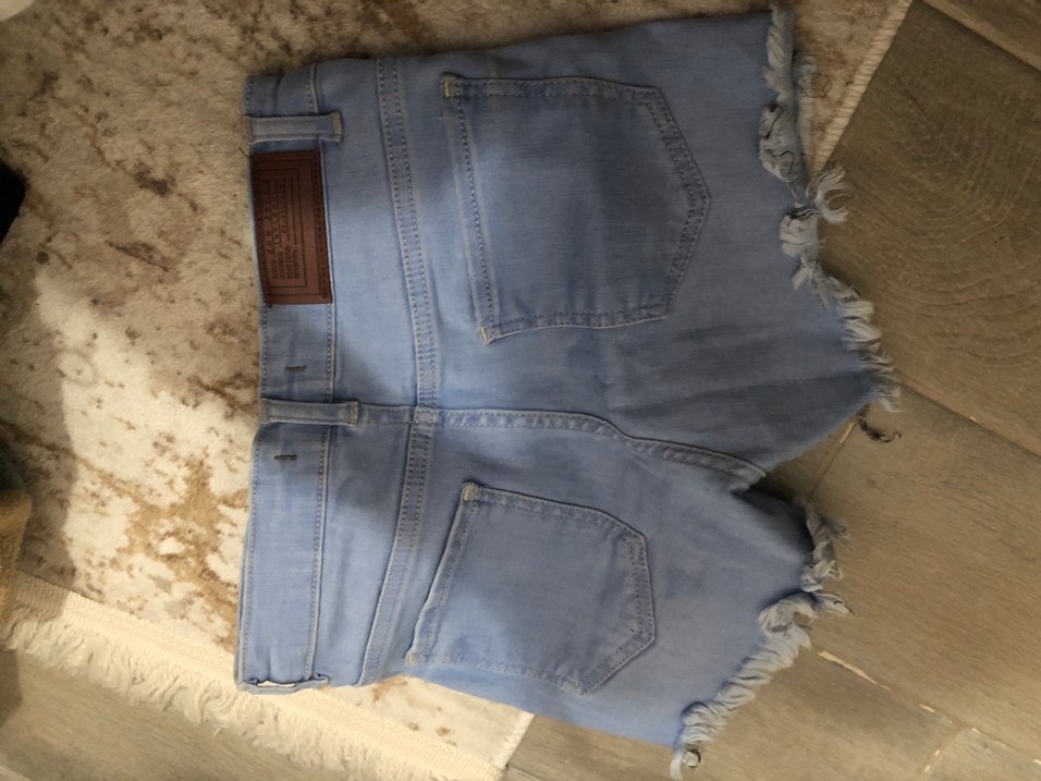 Kadın Mavi Mini Kot Şort - Görsel 2