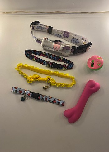 Renkli Kedi Köpek Aksesuar Tasma Seti