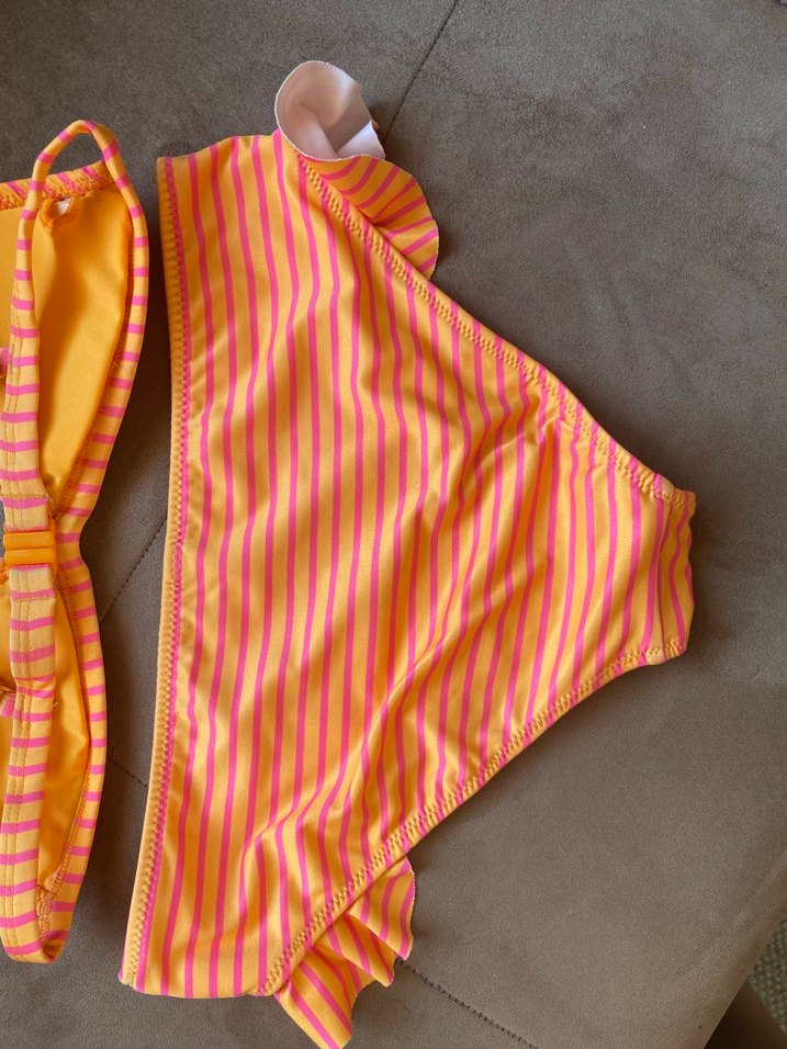 Turuncu Çizgili Kız Bikini Takımı - Görsel 4