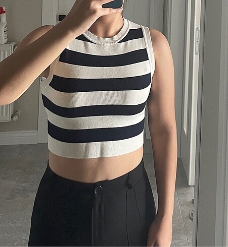 zara çizgili crop