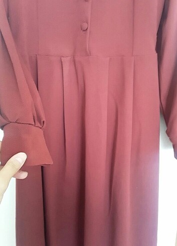 m Beden bordo Renk Bebe yaka elbise