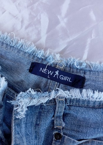 l Beden mavi Renk Mavi Bağcıklı Salaş Midi Denim Pantolon