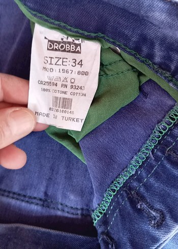 34 Beden mavi Renk Düğmeli Mavi Kadın Denim Pantolon