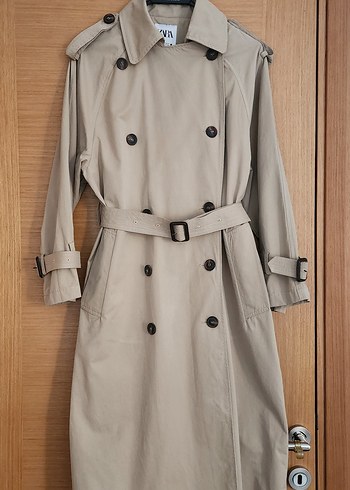 Bej Kadın Uzun Trençkot - Görsel 5