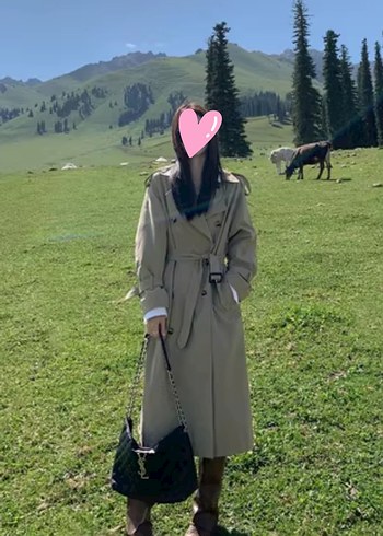 Bej Kadın Uzun Trençkot - Görsel 7