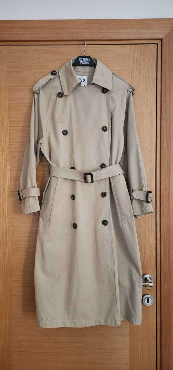 Bej Kadın Uzun Trençkot - Görsel 5