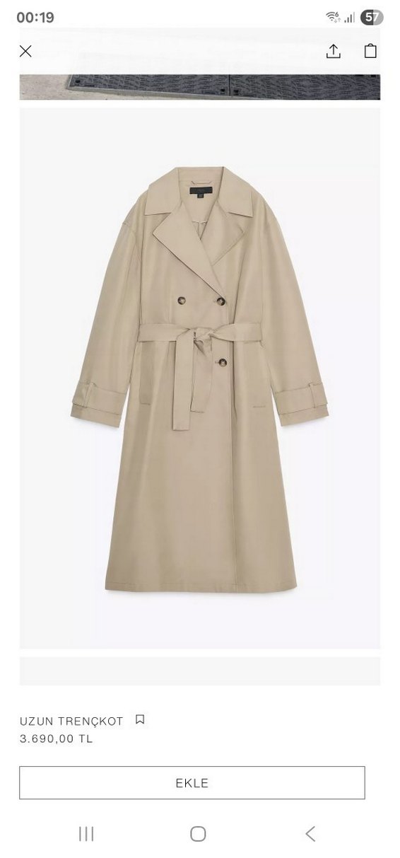 Bej Kadın Uzun Trençkot - Görsel 3