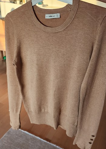 Düğmeli bisiklet yaka sütlü kahve Kadın Kazak triko bluz - Görsel 2