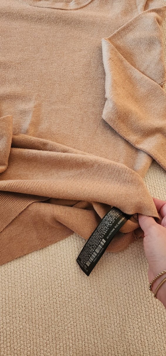 Düğmeli bisiklet yaka sütlü kahve Kadın Kazak triko bluz - Görsel 3