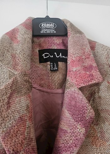 Pembe Gri Çiçek Desenli Uzun Hamile Kabanı - Görsel 3