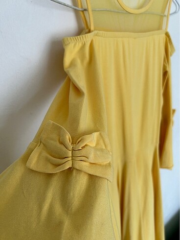 13-14 Yaş Beden sarı Renk Sarı kız çocuk elbise