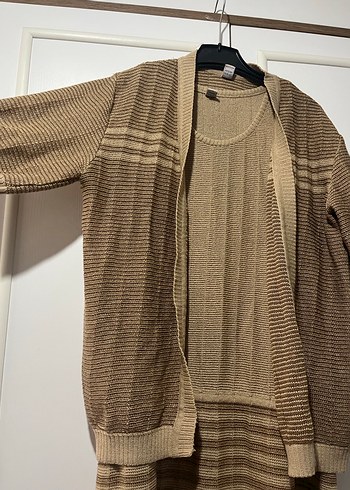 Bej Kadın Uzun Pilili Triko Elbise - Görsel 3