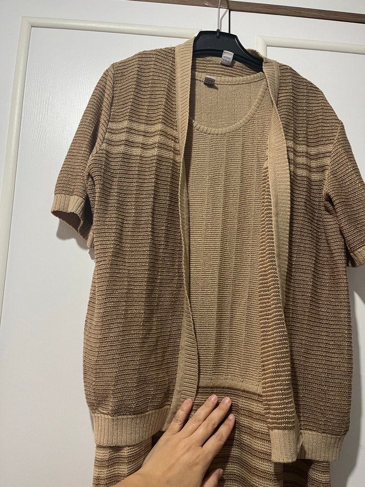 Bej Kadın Uzun Pilili Triko Elbise - Görsel 4