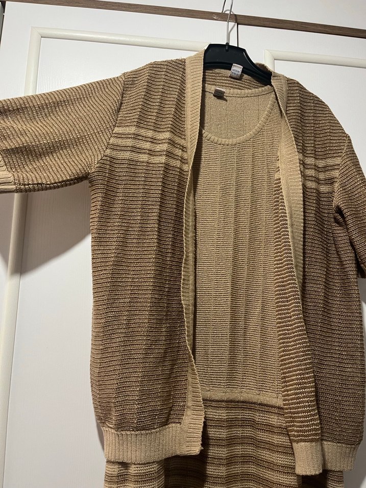 Bej Kadın Uzun Pilili Triko Elbise - Görsel 3