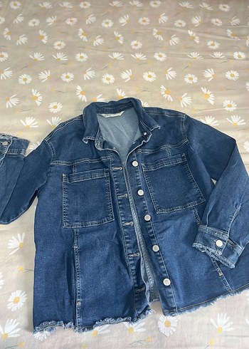 Mavi Düğmeli Kadın Denim kot Ceket - Görsel 2