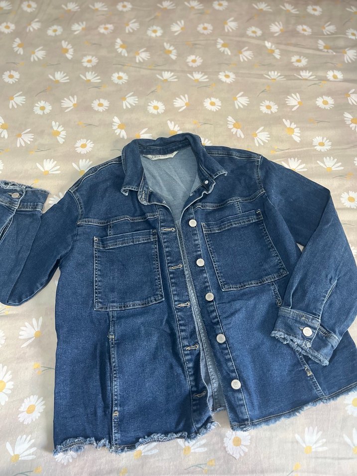 Mavi Düğmeli Kadın Denim kot Ceket - Görsel 2