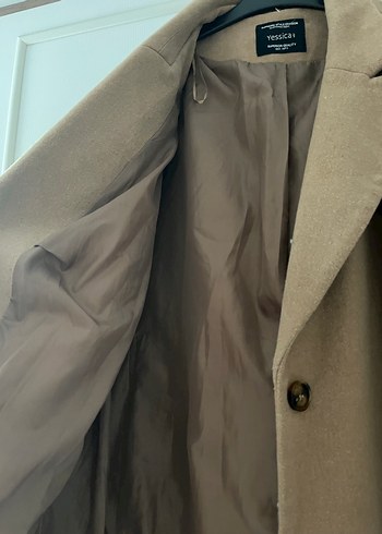 Bej Kadın Süet Midi Boy Düğmeli Kaban - Görsel 3