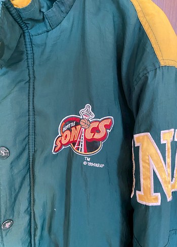 s/m Beden yeşil Renk Vintage 90s Starter Seattle Sonics Supersonics Jacket NBA Bomber