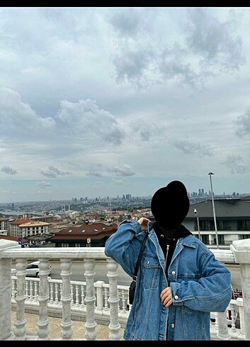 Mavi kot ceket cepli oversize standart beden 