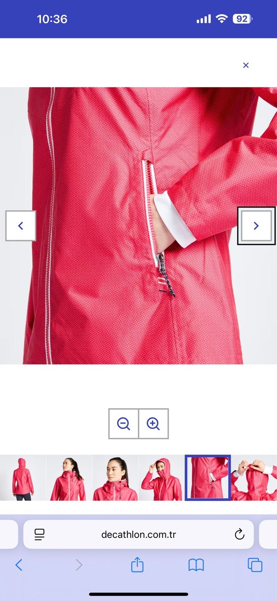 Pembe Kapüşonlu Fermuarlı Yağmurluk - Görsel 5